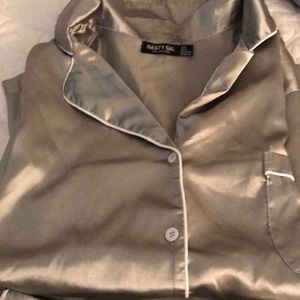Nasty Gal silver pajama set